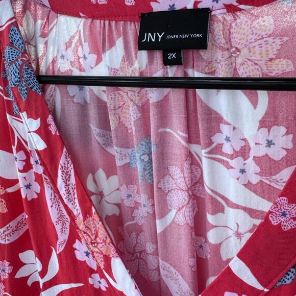 Jones New York Red Floral Print Blouse Size 2X - Picture 3 of 4